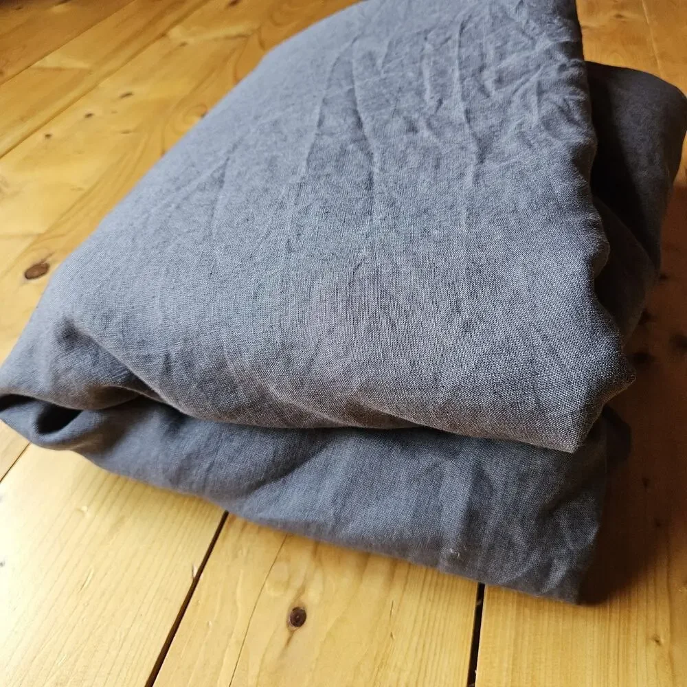 Quince 100% European Linen Duvet Cover Charcoal Gray King Cal Button Closure